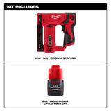 Milwaukee M12 12-Volt Lithium-Ion Cordless 3/8 in. Crown Stapler with M12 2.0Ah Battery