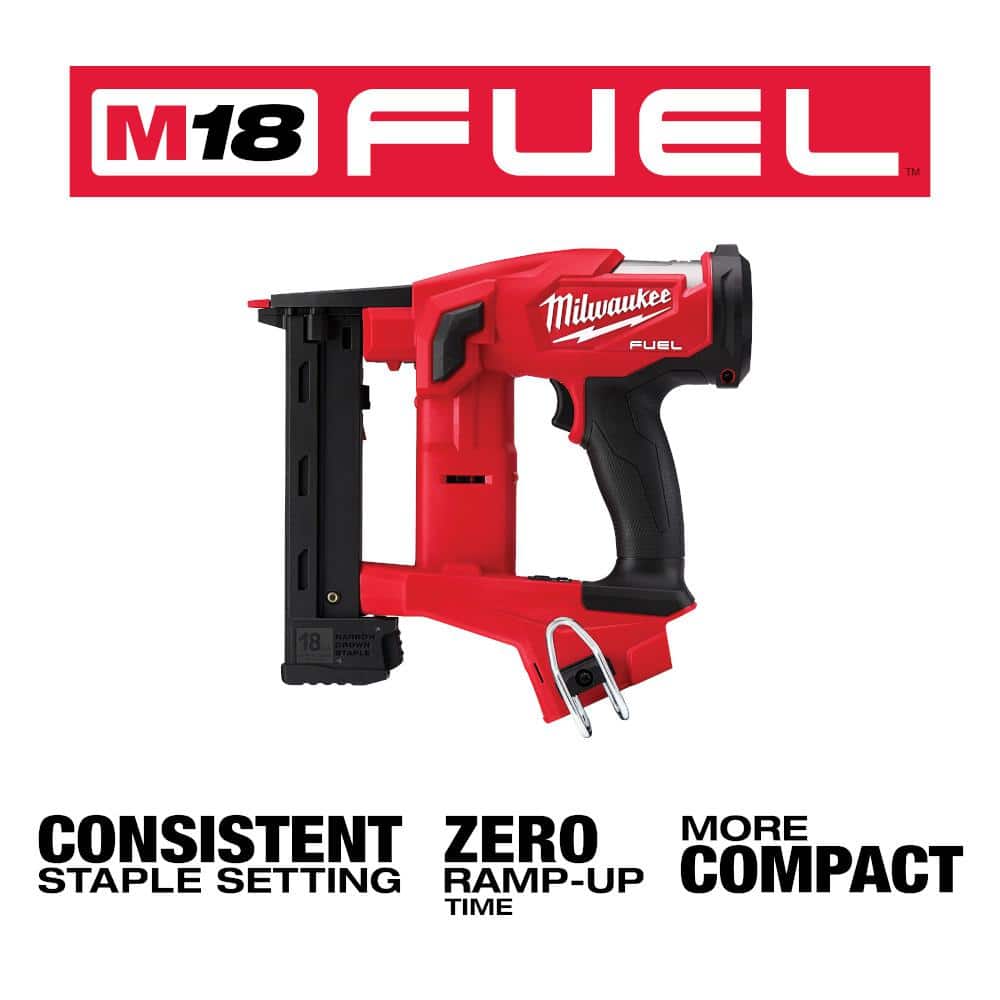 Milwaukee M18 FUEL Brushless Cordless 18‑Gauge 1/4 in. Narrow Crown Stapler with M18 FUEL 18‑Gauge Brad Nailer (Tool‑Only)