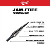 Milwaukee #1 Black Oxide Step Drill Bit, 1/8 in. – 1/2 in., 1/32 in. Increments (13 Steps)