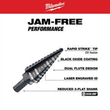 Milwaukee #4 Step Drill Bit, 3/16 in. – 7/8 in., 1/16 in. Increments, Black Oxide