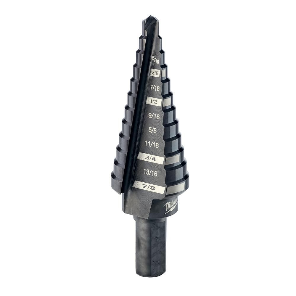 Milwaukee #4 Step Drill Bit, 3/16 in. – 7/8 in., 1/16 in. Increments, Black Oxide