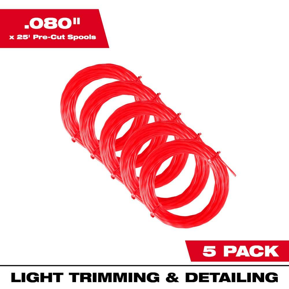 Milwaukee 0.080 in. x 25 ft. Pre-Cut Twisted Trimmer Line (5-Pack)