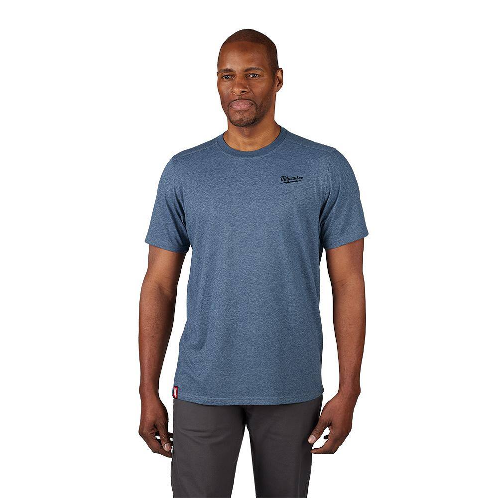 Milwaukee Men's Large Blue Cotton/Polyester Short-Sleeve Hybrid Work T-Shirt (3-Pack)