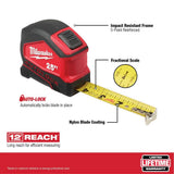 Milwaukee 25 ft. Compact Auto-Lock Tape Measure, Nylon-Coated Blade, 12 ft Reach (2-Pack)