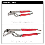 Milwaukee 6 in. and 10 in. Comfort Grip Straight Jaw Pliers Set with 8 in. Comfort Grip Long Nose Pliers