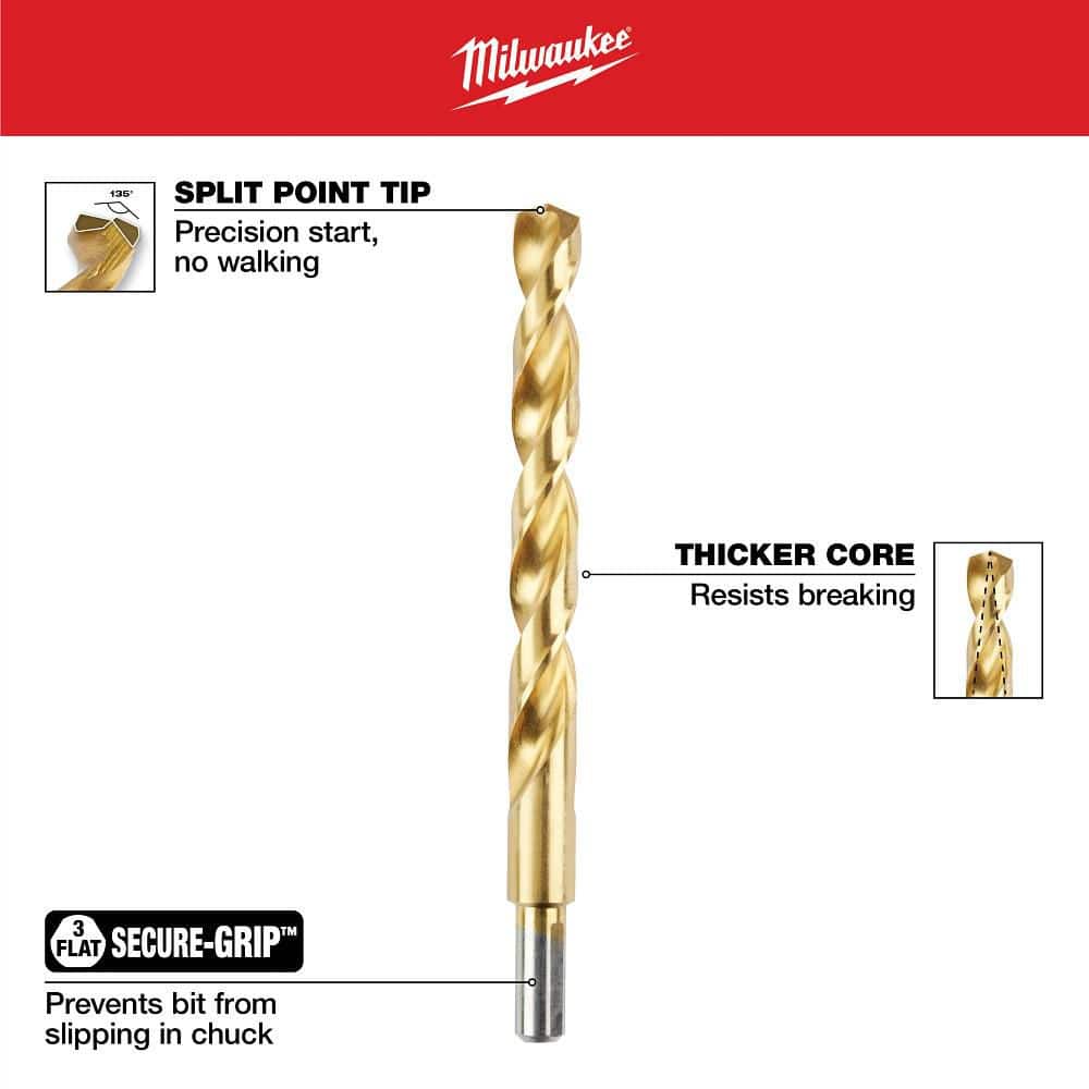 Milwaukee Thunderbolt Titanium Drill Bit Set, 29-Piece (135° Split Point, 3-Flat Shank)