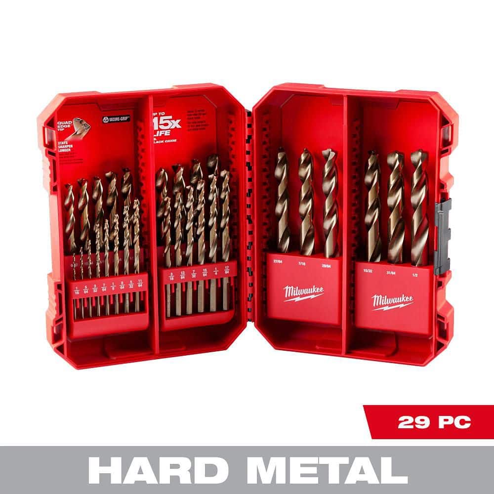 Milwaukee Cobalt RED HELIX Twist Drill Bit Set for Drill Drivers, 29-Piece (3-Flat Shank)