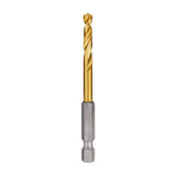 Milwaukee SHOCKWAVE 3/16 in. Titanium Twist Drill Bit, 3 in Length, 1/4 in Hex Shank