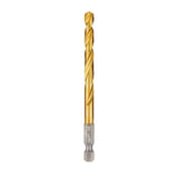 Milwaukee SHOCKWAVE Red Helix 1/4 in. Titanium Twist Drill Bit, 1/4 in. Hex Shank, 4.13 in. Length
