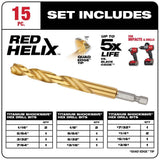Milwaukee SHOCKWAVE Impact Duty RED HELIX Titanium Twist Drill Bit Set (15-Piece)