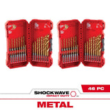 Milwaukee SHOCKWAVE Impact Duty RED HELIX Titanium Drill Bit Set, 46-Piece