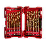 Milwaukee SHOCKWAVE RED HELIX Titanium Drill Bit Set, 29-Piece, 1/4" Hex Shank