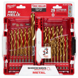 Milwaukee SHOCKWAVE RED HELIX Titanium Drill Bit Set, 29-Piece, 1/4" Hex Shank