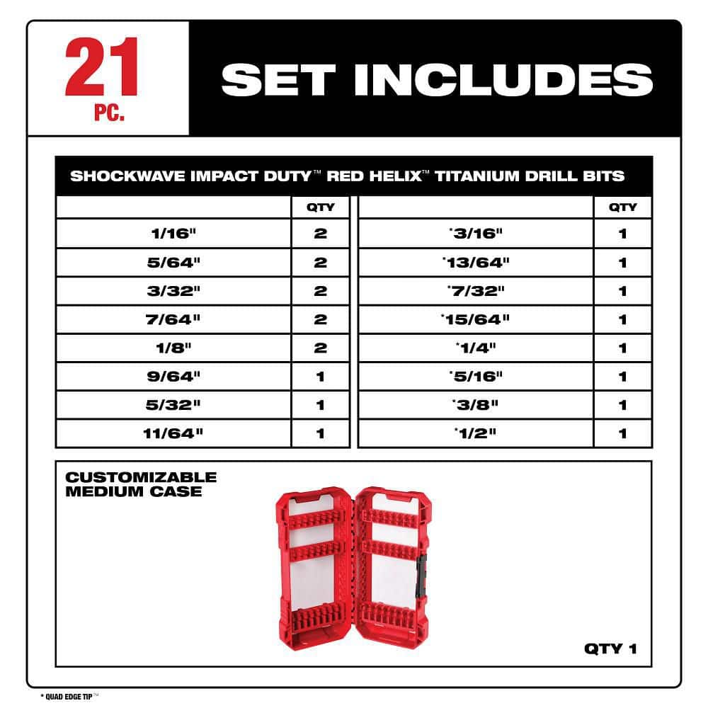 Milwaukee SHOCKWAVE Impact Duty Titanium Drill Bit Set (15-Piece)