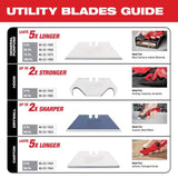 Milwaukee FASTBACK 6-in-1 Folding Knife with 3 in. Blade and General Purpose Utility Blades (50-Pack)