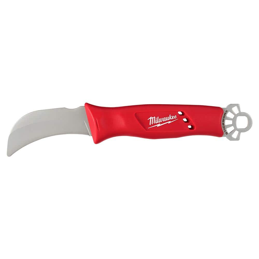 Milwaukee Lineman's Hawkbill Knife with STICKWORK 3-in-1 Ring, 3.25 in Blade