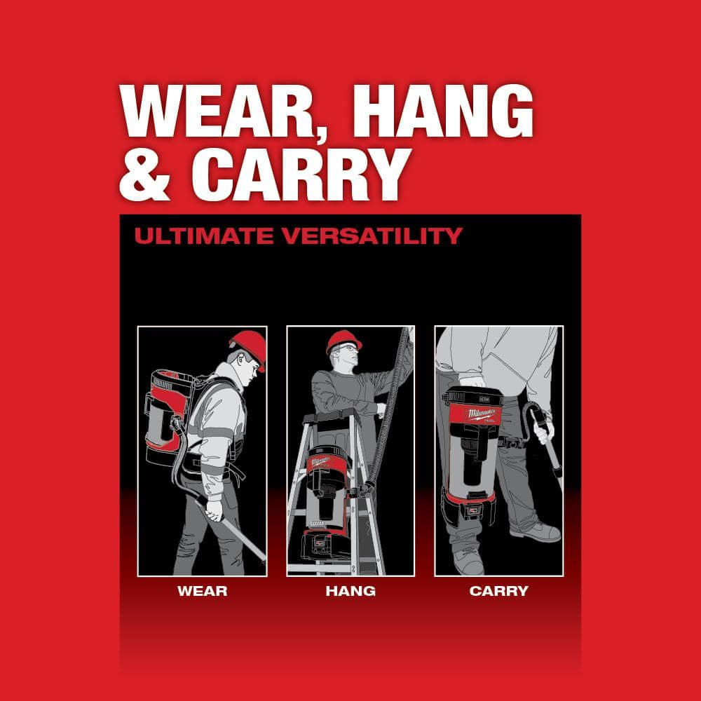 Milwaukee M18 FUEL 18V Brushless 1 Gallon Cordless 3‑in‑1 Backpack Vacuum, Tool‑Only (0885-20)