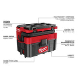 Milwaukee M18 FUEL PACKOUT 18‑Volt Cordless 2.5 Gallon Wet/Dry Vacuum with AIR‑TIP Dust Collector Attachment