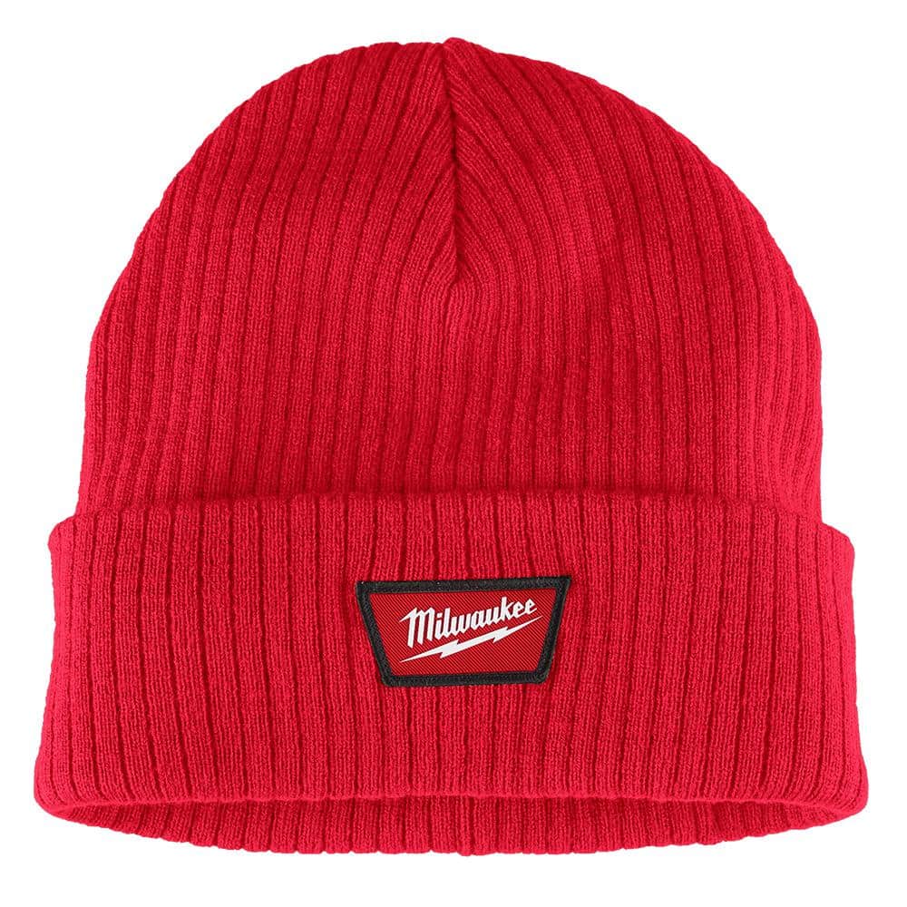 Milwaukee Men’s Black Rib-Knit Cuffed Beanie Cap, 2-Layer Acrylic, One Size