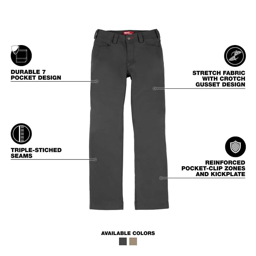 Milwaukee Women's Gray Work Pants with 7 Pockets – Size 6 (F650G-6R)