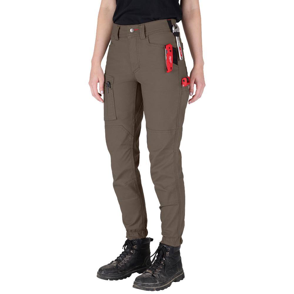 Milwaukee Women’s Brown GRIDIRON Double-Knee Jogger Work Pants with 6 Pockets, 29" Inseam