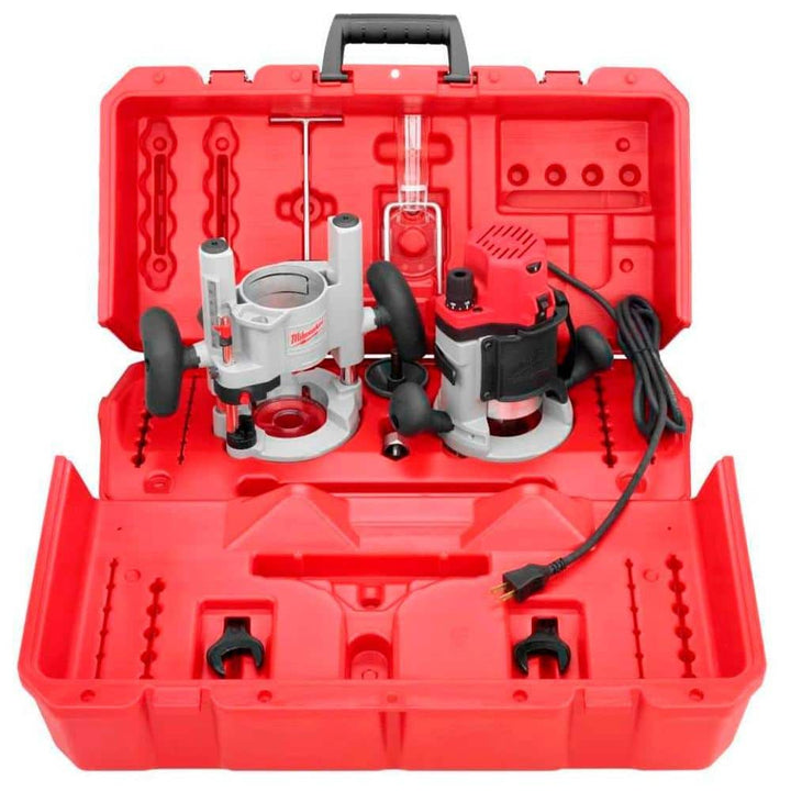 Milwaukee 2-1/4 Max HP EVS Multi-Base Router Kit with Plunge Base & BodyGrip Fixed Base, 8-ft Cord