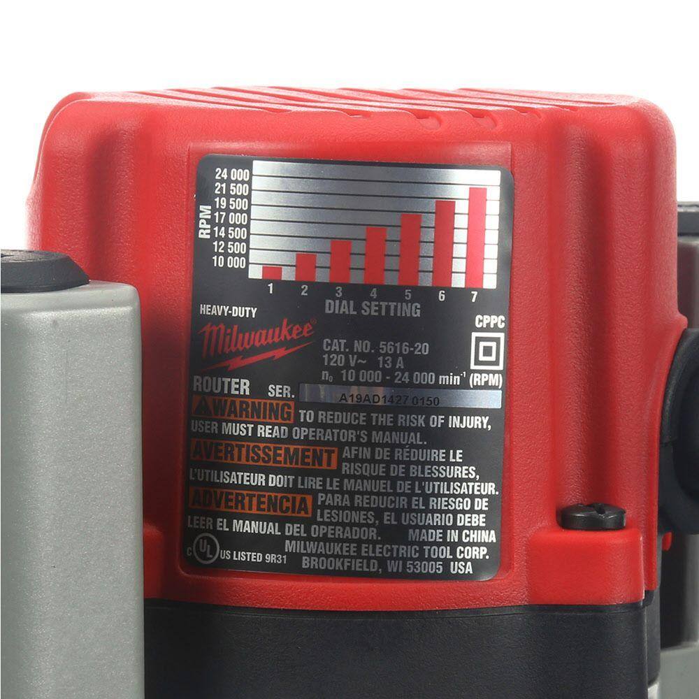 Milwaukee 2-1/4 Max HP EVS Multi-Base Router Kit with Plunge Base & BodyGrip Fixed Base, 8-ft Cord