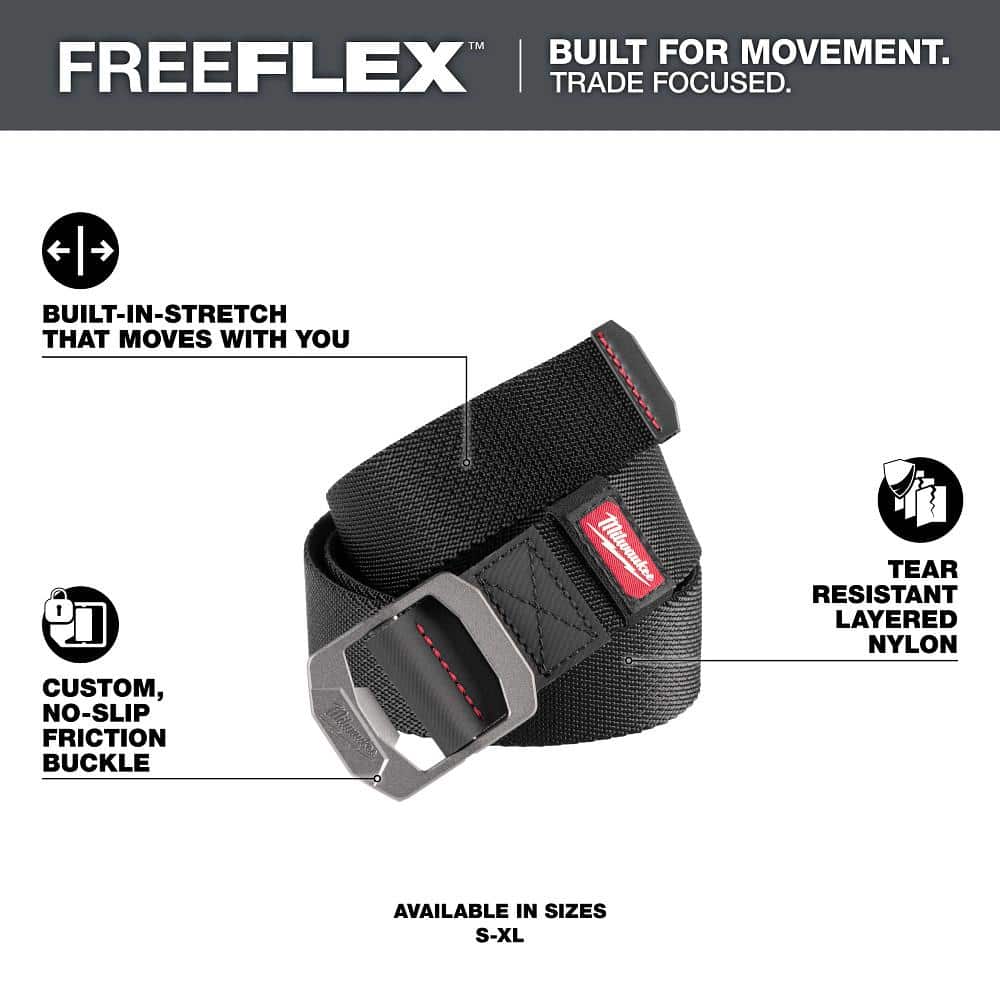 Milwaukee Large FREEFLEX Nylon Webbing 1.5" Belt