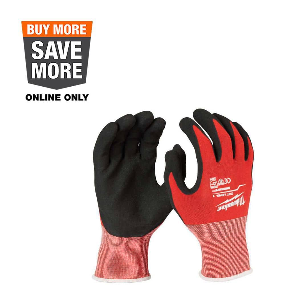 MILWAUKEE XL Red Nitrile Dipped Work Gloves – Abrasion Resistant, Touchscreen Compatible