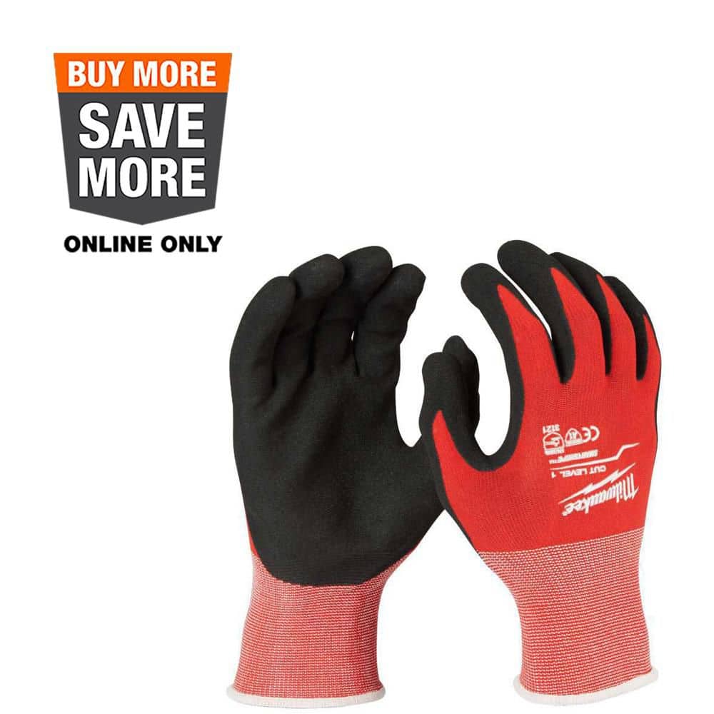 MILWAUKEE Cut Level 1 Sandy Nitrile Dipped Gloves - Large, 12 Pack