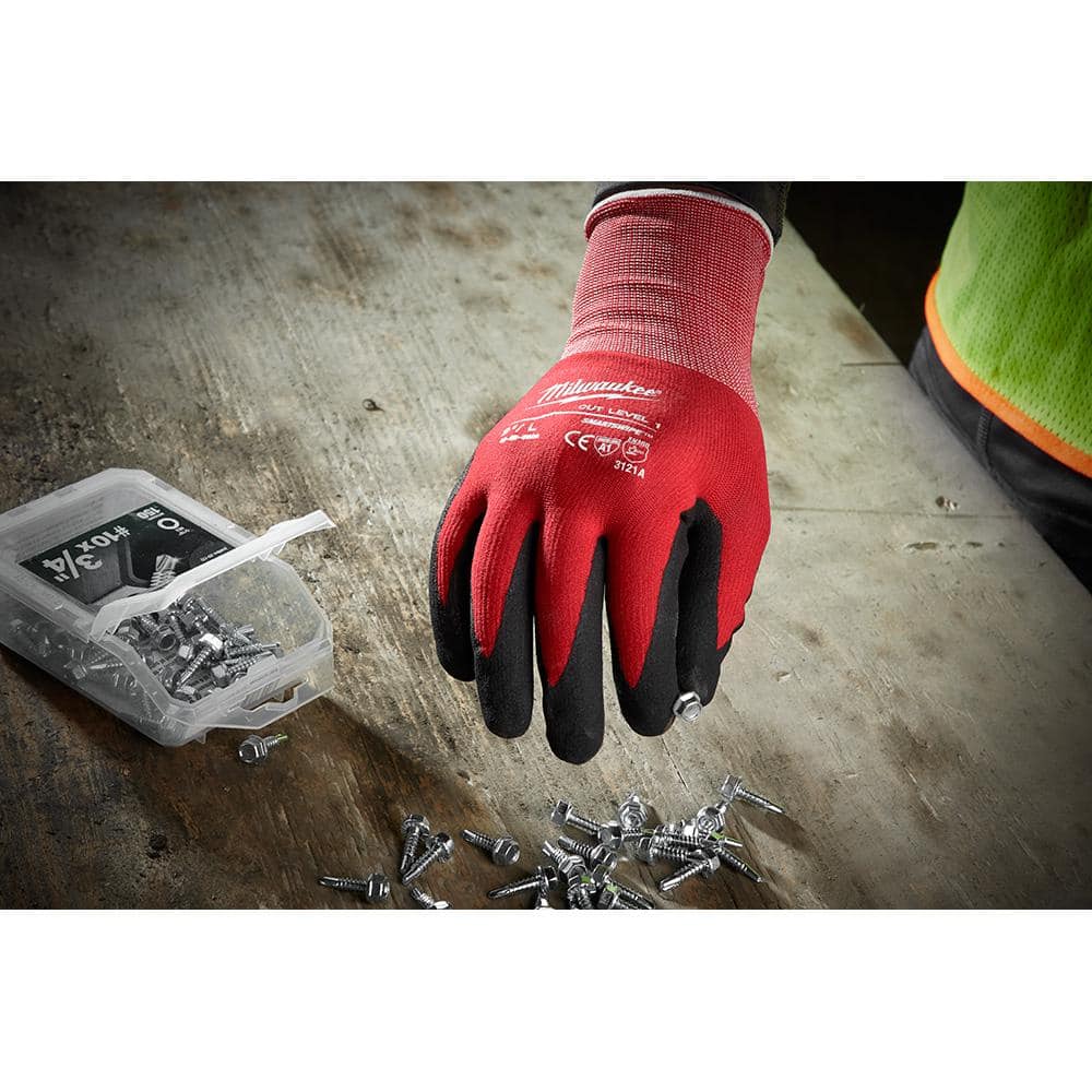 MILWAUKEE Cut Level 1 Nitrile Dipped Gloves – Large, 12-Pack