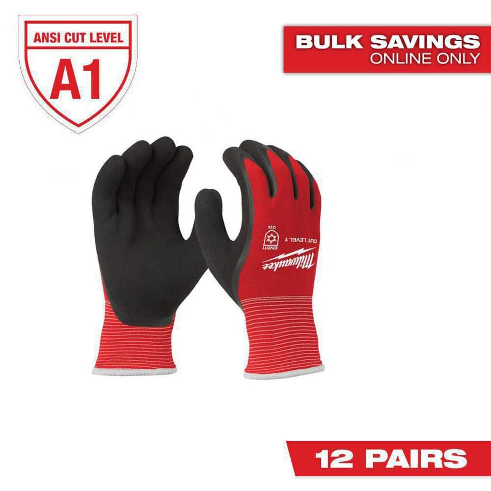Milwaukee Small Red Latex Level 1 Cut Resistant Insulated Winter Dipped Work Gloves (12-Pack)