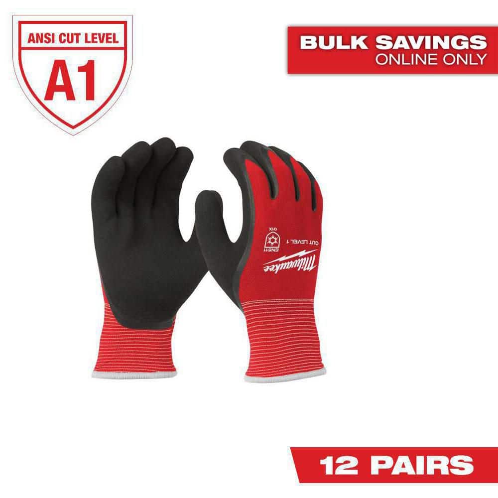 Milwaukee X-Large Red Latex Level 1 Cut Resistant Insulated Winter Dipped Work Gloves (12-Pack)