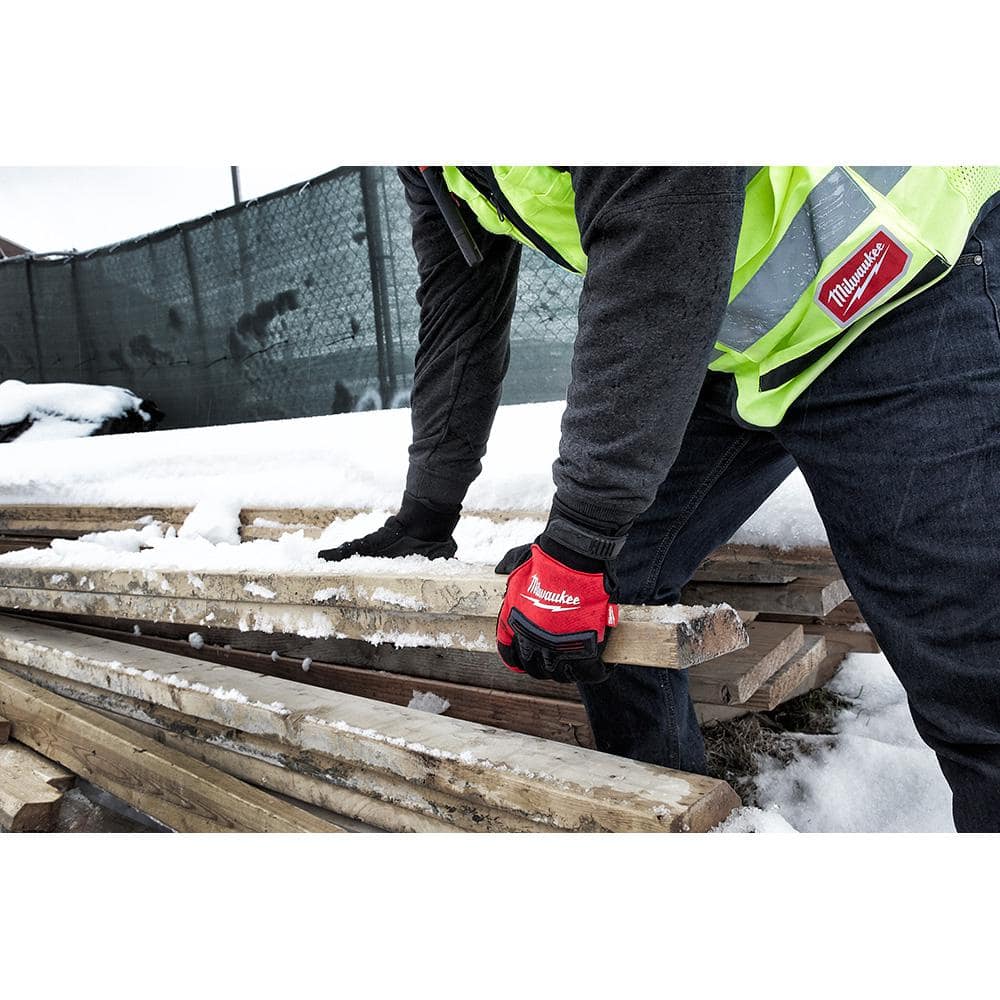 Milwaukee Large Winter Demolition Gloves, Black/Red – Waterproof, Insulated, SMARTSWIPE (Size L)