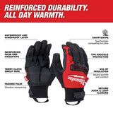Milwaukee Large Winter Demolition Gloves, Black/Red – Waterproof, Insulated, SMARTSWIPE (Size L)