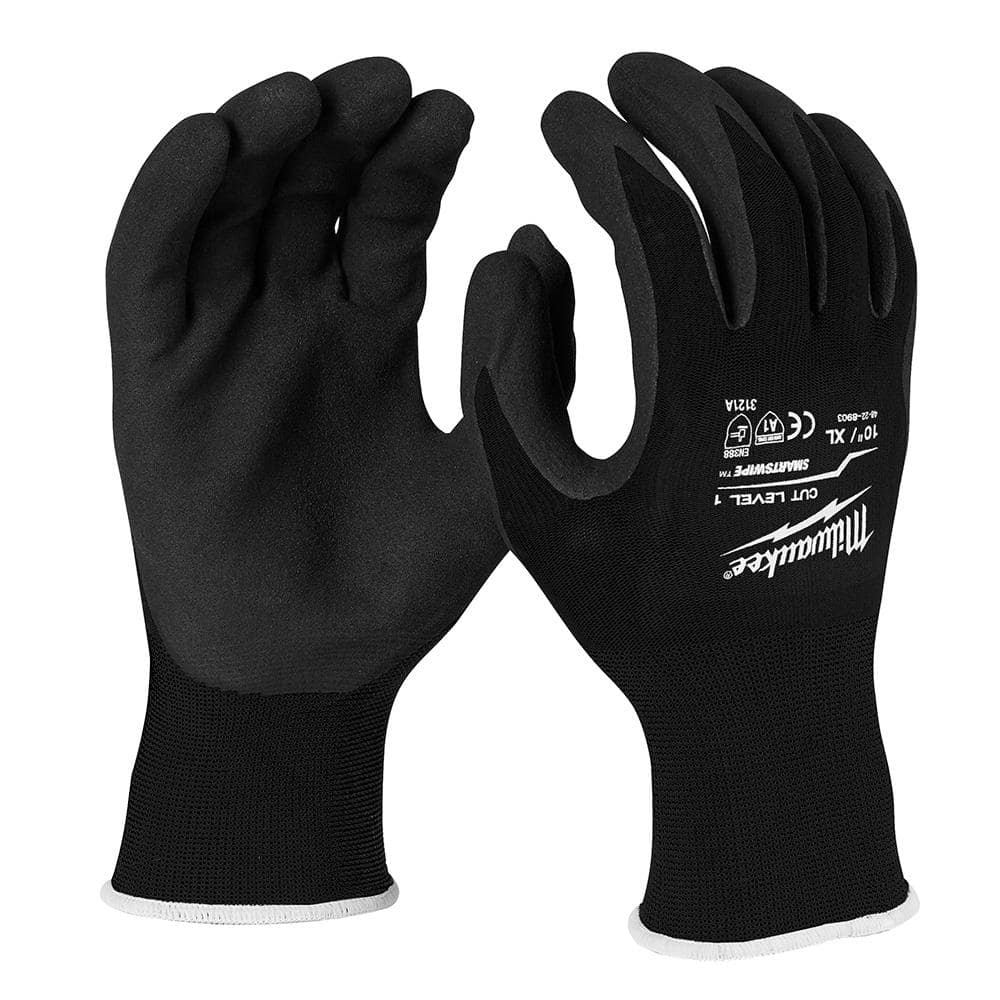Milwaukee X-Large Black Nitrile Level 1 Cut Resistant Dipped Work Gloves (3-Pack)
