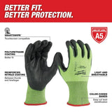 MILWAUKEE 2XL Seamless Knit Work Gloves with Polyurethane Palm Coating, Lime/Black (ANSI Abrasion 3)