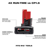 Milwaukee M12 12-Volt Lithium-Ion Cordless 1,400-Lumen ROCKET LED Stand Work Light with 6.0Ah M12 Battery (Model 2132-20 + 48-11-2460)