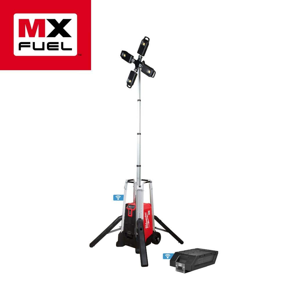 Milwaukee MX FUEL ROCKET Tower Light/Charger, 27,000 Lumens, 10-ft Motorized Mast (MXF041-1XC)