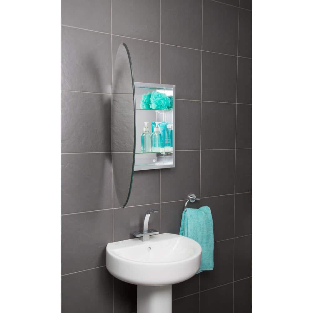 Croydex 21 in. W x 31 in. H Frameless Aluminum Surface-Mount Bathroom Medicine Cabinet with Easy Hang System