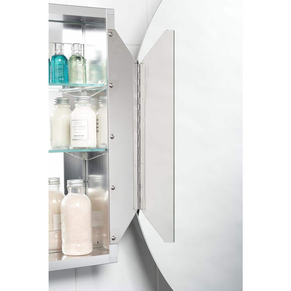 Croydex 21 in. W x 31 in. H Frameless Aluminum Surface-Mount Bathroom Medicine Cabinet with Easy Hang System