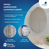 Croydex 21 in. W x 31 in. H Frameless Aluminum Surface-Mount Bathroom Medicine Cabinet with Easy Hang System