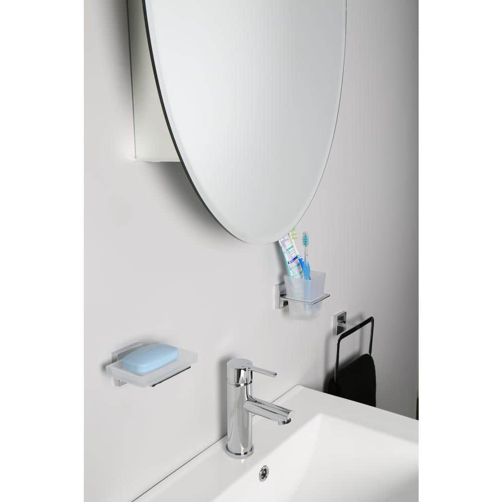 Croydex 21 in. W x 31 in. H Frameless Aluminum Surface-Mount Bathroom Medicine Cabinet with Easy Hang System