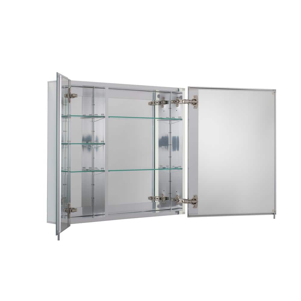 Croydex 30 in. W x 25.25 in. H x 5-1/4 in. D Frameless Aluminum Recessed or Surface-Mount Medicine Cabinet with Easy Hang System