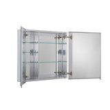Croydex 30 in. W x 25.25 in. H x 5-1/4 in. D Frameless Aluminum Recessed or Surface-Mount Medicine Cabinet with Easy Hang System