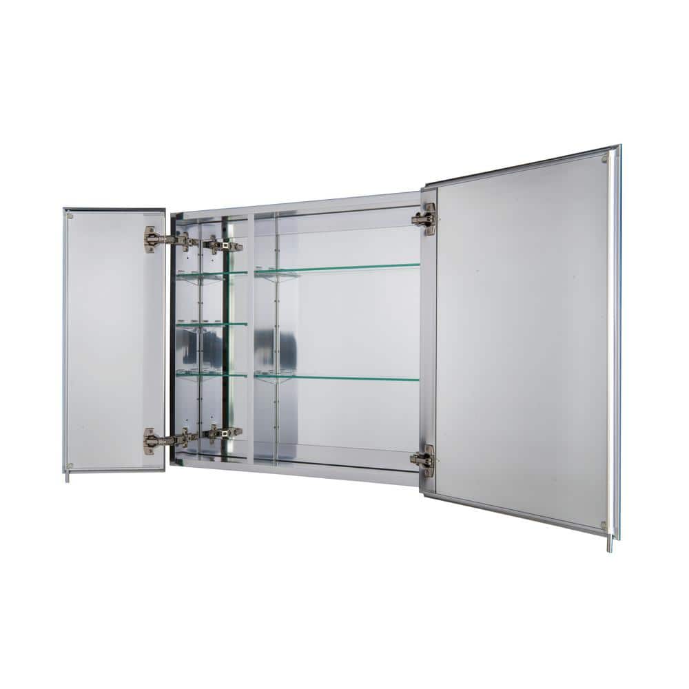 Croydex 30 in. W x 25.25 in. H x 5-1/4 in. D Frameless Aluminum Recessed or Surface-Mount Medicine Cabinet with Easy Hang System