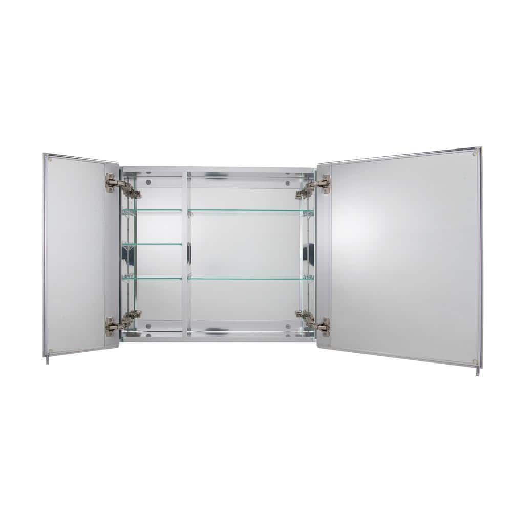 Croydex 30 in. W x 25.25 in. H x 5-1/4 in. D Frameless Aluminum Recessed or Surface-Mount Medicine Cabinet with Easy Hang System