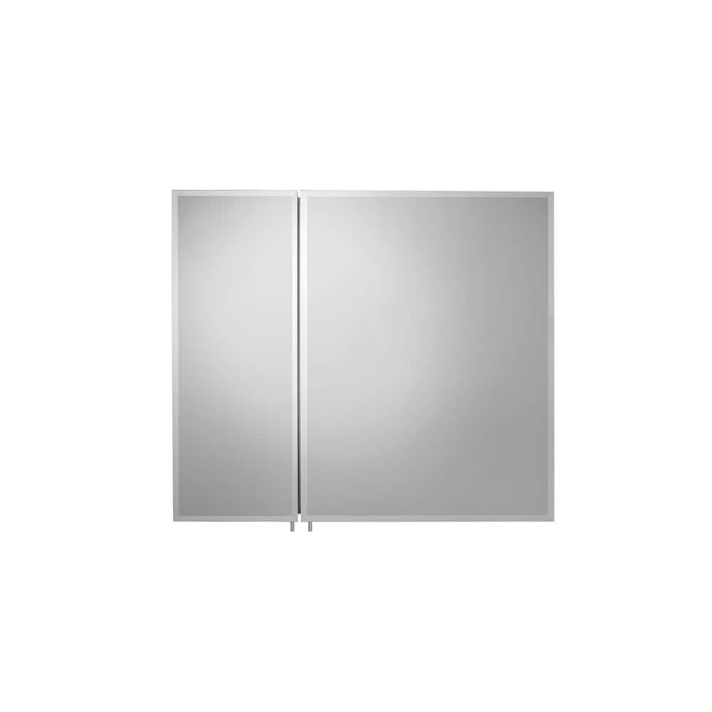 Croydex 30 in. W x 25.25 in. H x 5-1/4 in. D Frameless Aluminum Recessed or Surface-Mount Medicine Cabinet with Easy Hang System