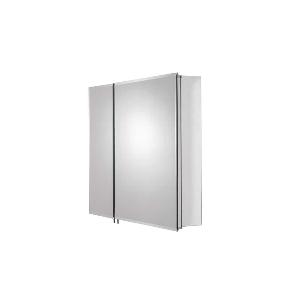 Croydex 30 in. W x 25.25 in. H x 5-1/4 in. D Frameless Aluminum Recessed or Surface-Mount Medicine Cabinet with Easy Hang System
