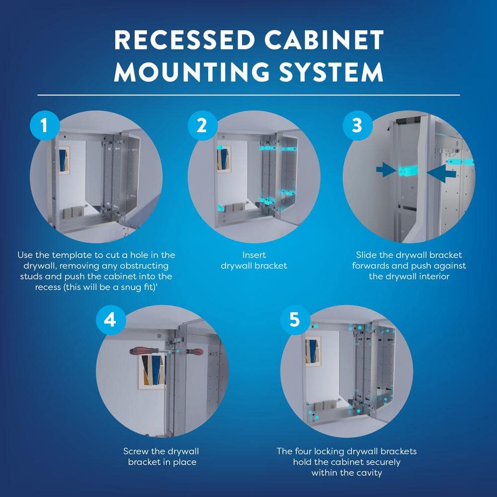 Croydex 30 in. W x 26 in. H Frameless Aluminum Recessed or Surface-Mount Bathroom Medicine Cabinet with Easy Hang System